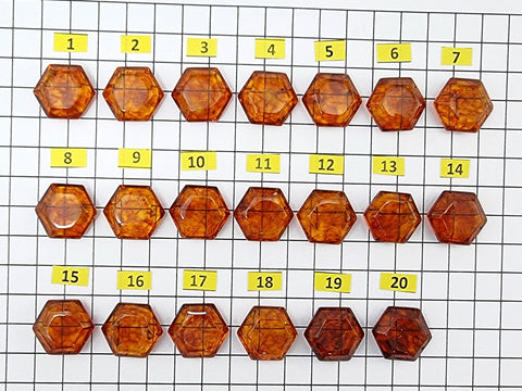 Cognac Amber Faceted Hexagon Shape Stone