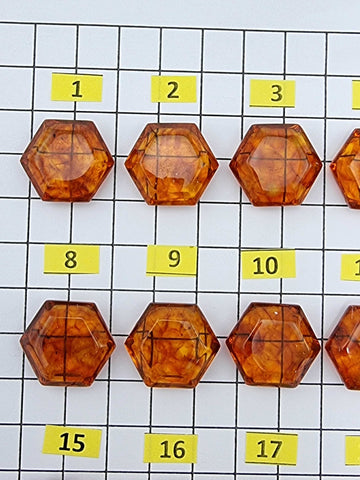 Cognac Amber Faceted Hexagon Shape Stone