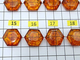 Cognac Amber Faceted Hexagon Shape Stone