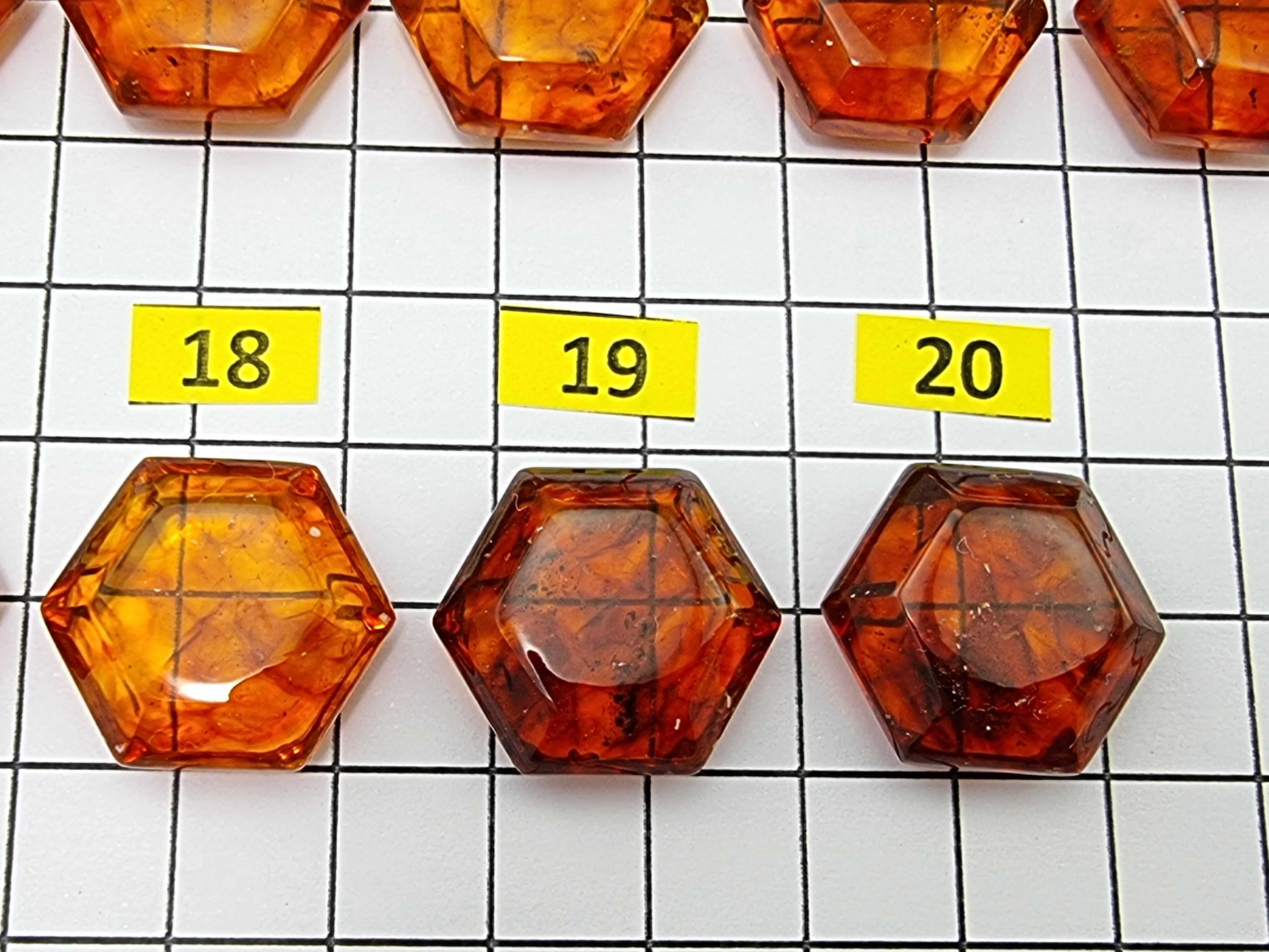 Cognac Amber Faceted Hexagon Shape Stone