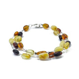 Multi-Color Amber Nugget Beads Wire Bracelet