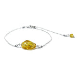 Multi-Color Amber Faceted Nugget Bead Chain Bracelet Sterling Silver