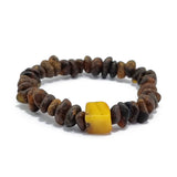 Dark Fossil Amber Chips Beads Stretch Bracelet