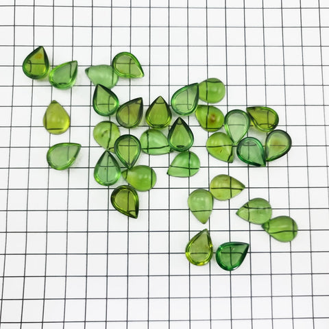 Green Amber Calibrated Drop Shape Cabochons