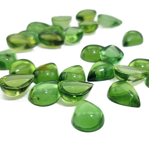 Green Amber Calibrated Drop Shape Cabochons