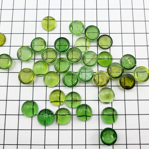 Green Amber Calibrated Round Cabochons