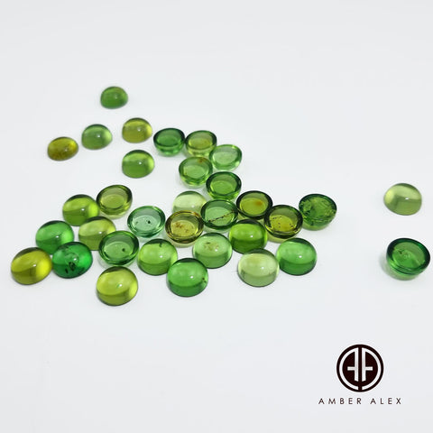 Green Amber Calibrated Round Cabochons