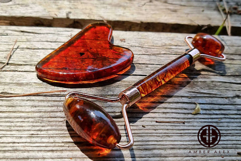 Cognac Amber Gua Sha Face Massage Tool