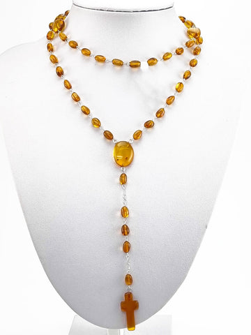 Cognac Amber Small Nuggets Catholic Rosary