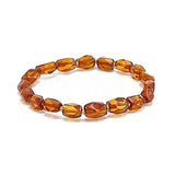 Cognac Amber Faceted Nugget Beads Stretch Bracelet