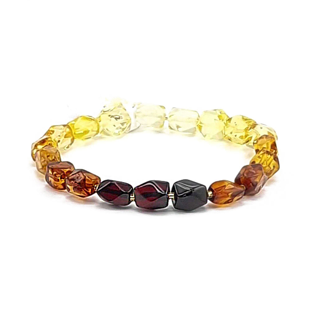 Gradient Amber Faceted Nugget Beads Stretch Bracelet