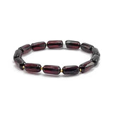 Cherry Amber Faceted Barrel Beads Stretch Bracelet