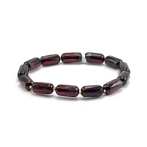 Cherry Amber Faceted Barrel Beads Stretch Bracelet