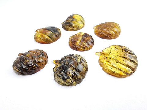 Fossil Amber Carved Pumpkin Cabochons