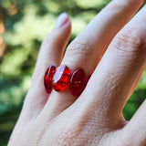 Red Amber Marquise Bead Stretch Ring