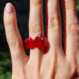 Red Amber Marquise Bead Stretch Ring
