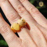 Milky Amber Marquise Bead Stretch Ring