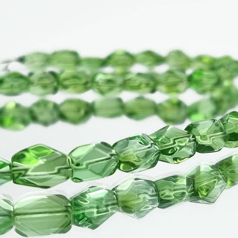 Green Amber Free Shape Faceted Beads