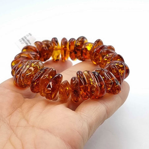 Cognac Amber Chips Stretch Bracelet