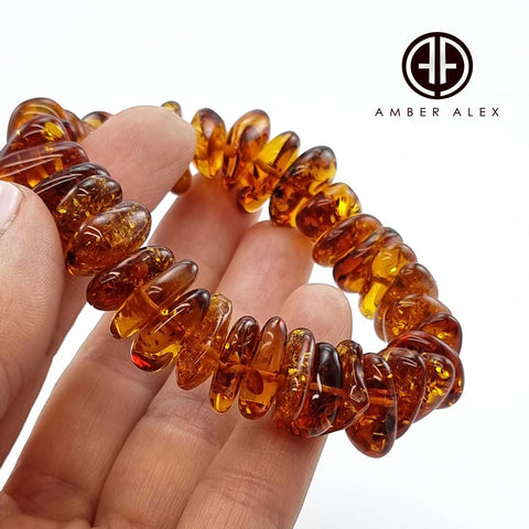 Cognac Amber Chips Stretch Bracelet