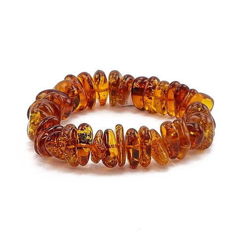 Cognac Amber Chips Stretch Bracelet