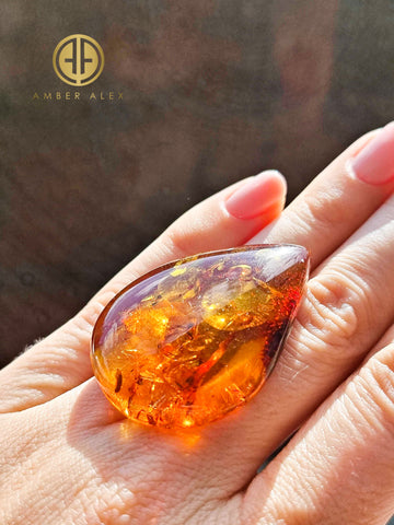 Cognac Amber Drop Shape Cabochons