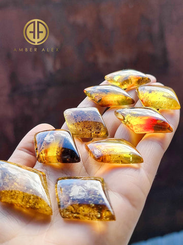 Fossil Amber Rhombus Shape Cabochons