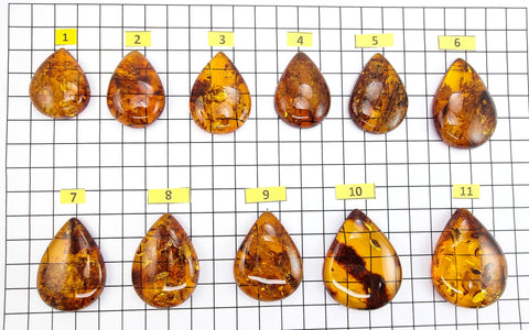 Cognac Amber Drop Shape Cabochons