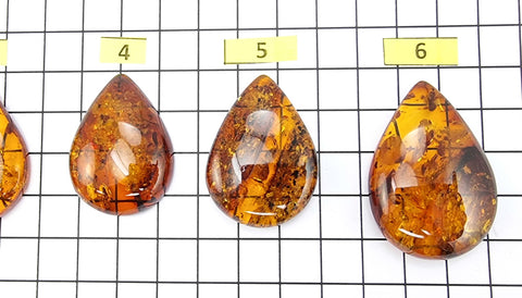 Cognac Amber Drop Shape Cabochons