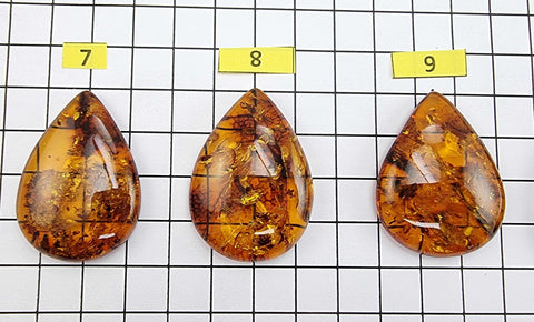 Cognac Amber Drop Shape Cabochons