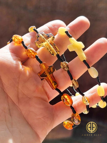 Fossil Amber Free Shape Beads Catholic Rosaries - Bracelet