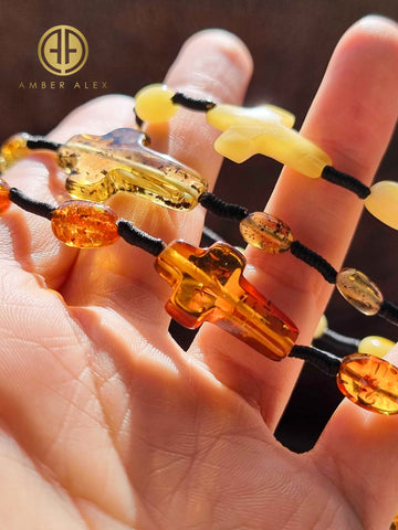 Cognac Amber Free Shape Beads Catholic Rosaries - Bracelet