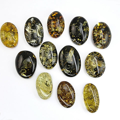 "Earth Stone" Green Amber Free Shape Cabochons