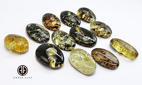 "Earth Stone" Green Amber Free Shape Cabochons