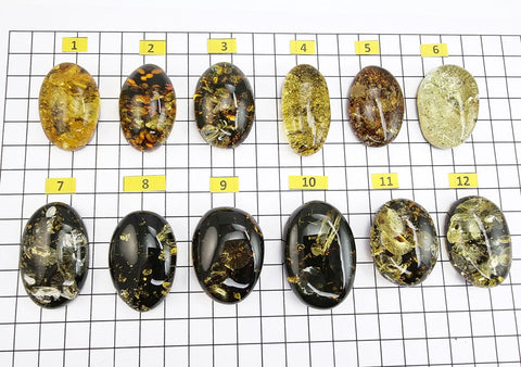 "Earth Stone" Green Amber Free Shape Cabochons