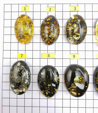 "Earth Stone" Green Amber Free Shape Cabochons