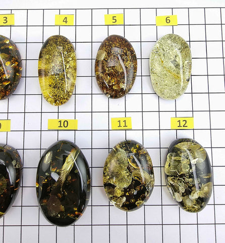 "Earth Stone" Green Amber Free Shape Cabochons