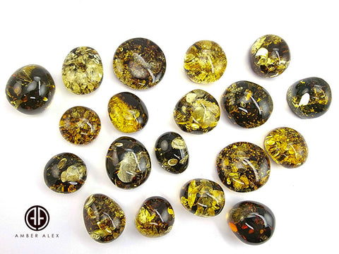 "Earth Stone" Green Amber Free Shape Cabochons