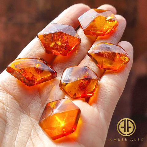 Cognac Amber Free Shape Hexagon Cabochons