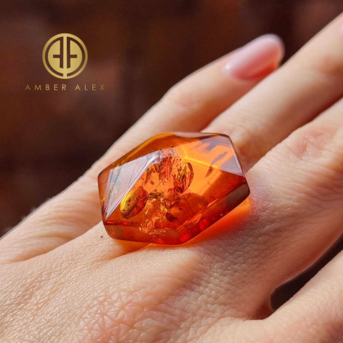 Cognac Amber Free Shape Hexagon Cabochons