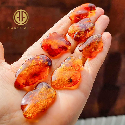 Cognac Amber Cloud  Free Shape Cabochons