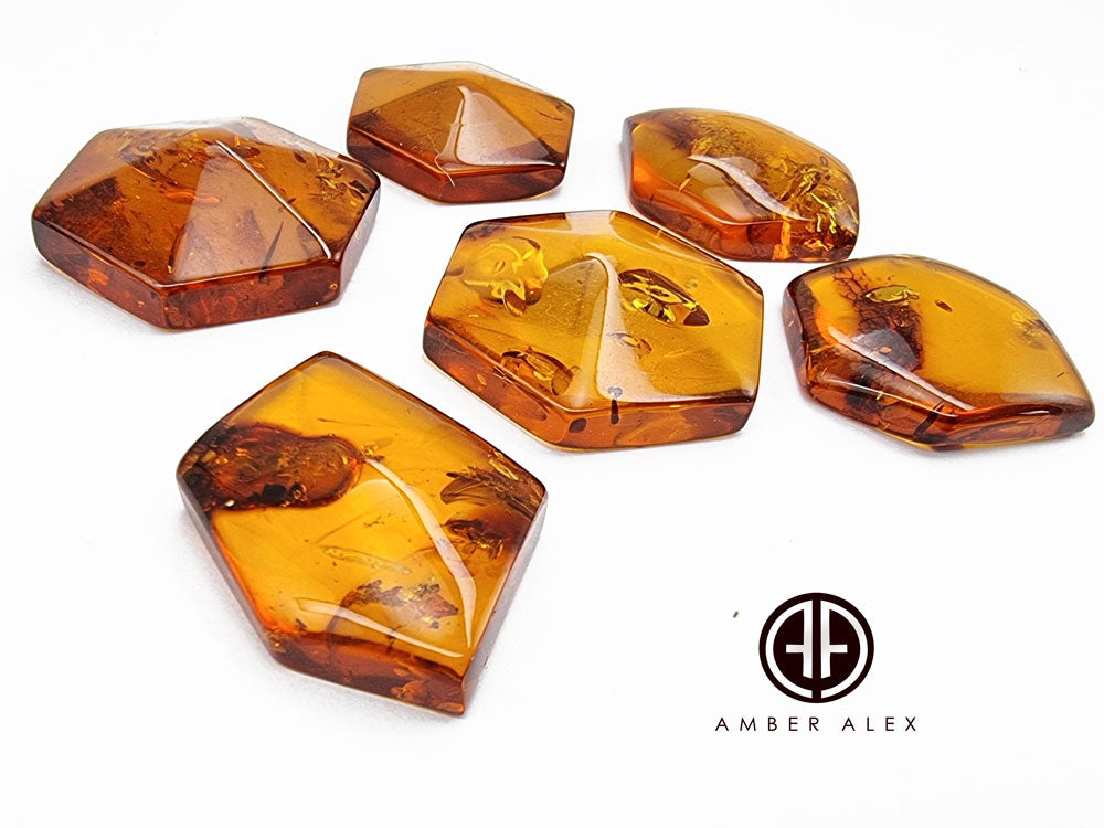 Cognac Amber Free Shape Hexagon Cabochons