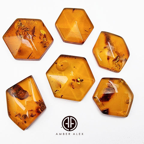 Cognac Amber Free Shape Hexagon Cabochons