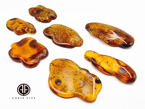 Cognac Amber Cloud  Free Shape Cabochons