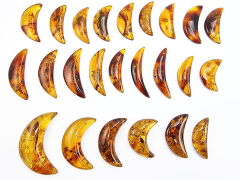 Cognac Amber Moon Shape Cabochons