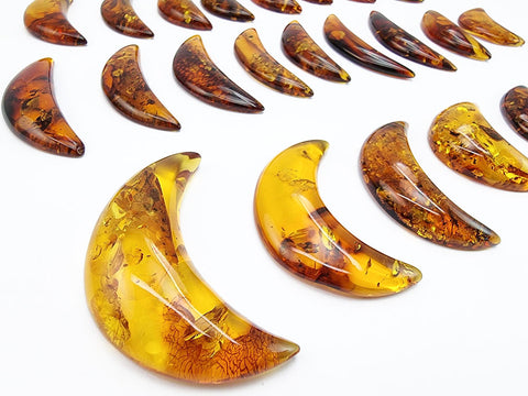 Cognac Amber Moon Shape Cabochons