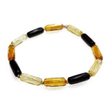 Multi-Color Amber Faceted Barrel Beads Stretch Bracelet