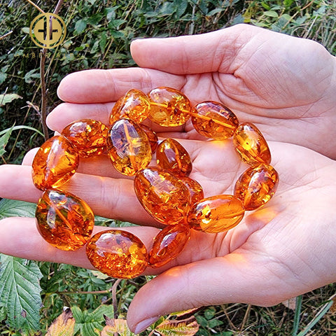 Cognac Amber Nugget Stretch Bracelet