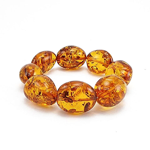 Cognac Amber Nugget Stretch Bracelet