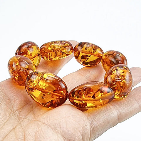 Cognac Amber Nugget Stretch Bracelet